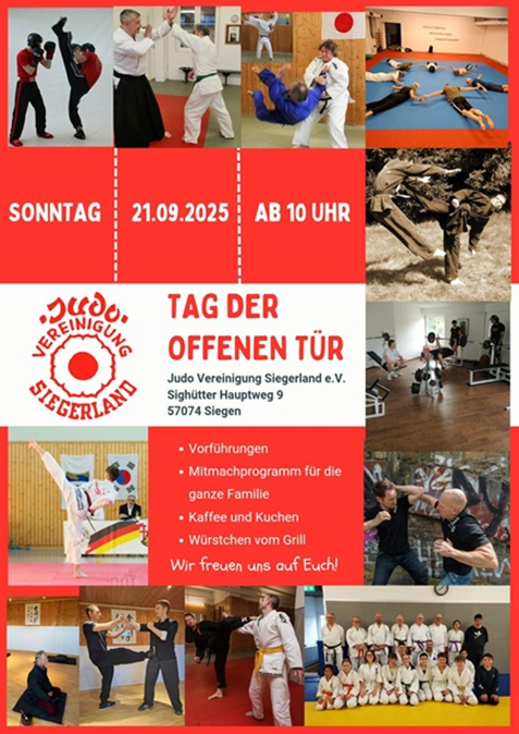 Bild: 🎉 70 Jahre Judo Vereinigung Siegerland e.V. – Tag der offenen Tür am 21.09.2025